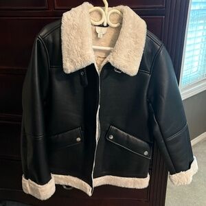 Joie Vegan Leather and Faux Fur Bomber Jacket